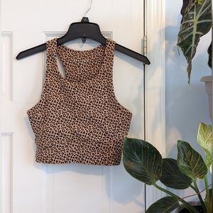 ALL FENIX Leopard-Print Longline Sports Bra